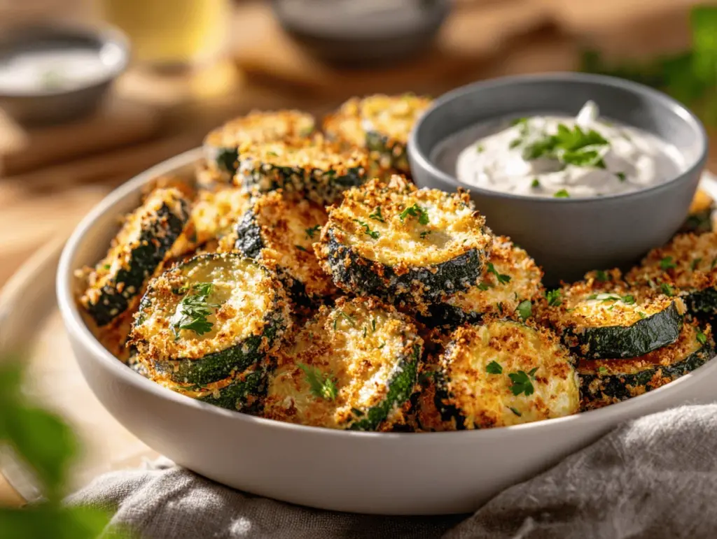 air fryer parmesan zucchini rounds - featured image