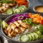 bang bang chicken rice bowls - featured image