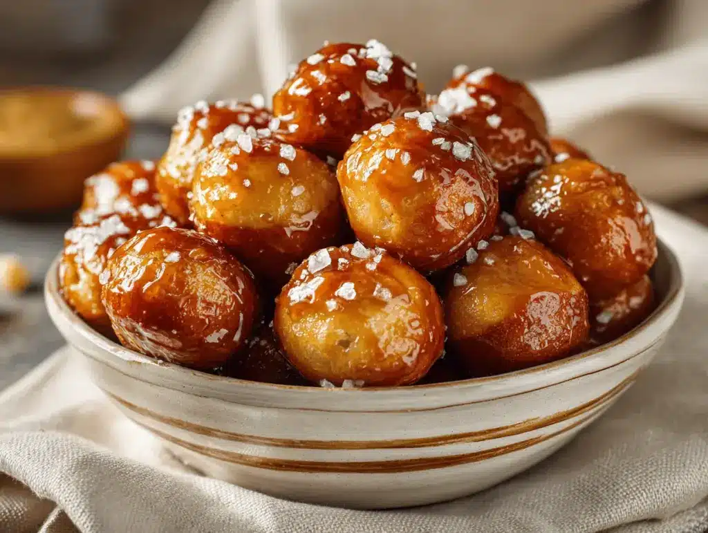 brown butter pretzel salted caramel bites - featured image