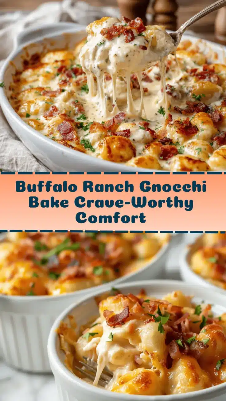 Buffalo Ranch Crack Chicken Gnocchi Bake recipe