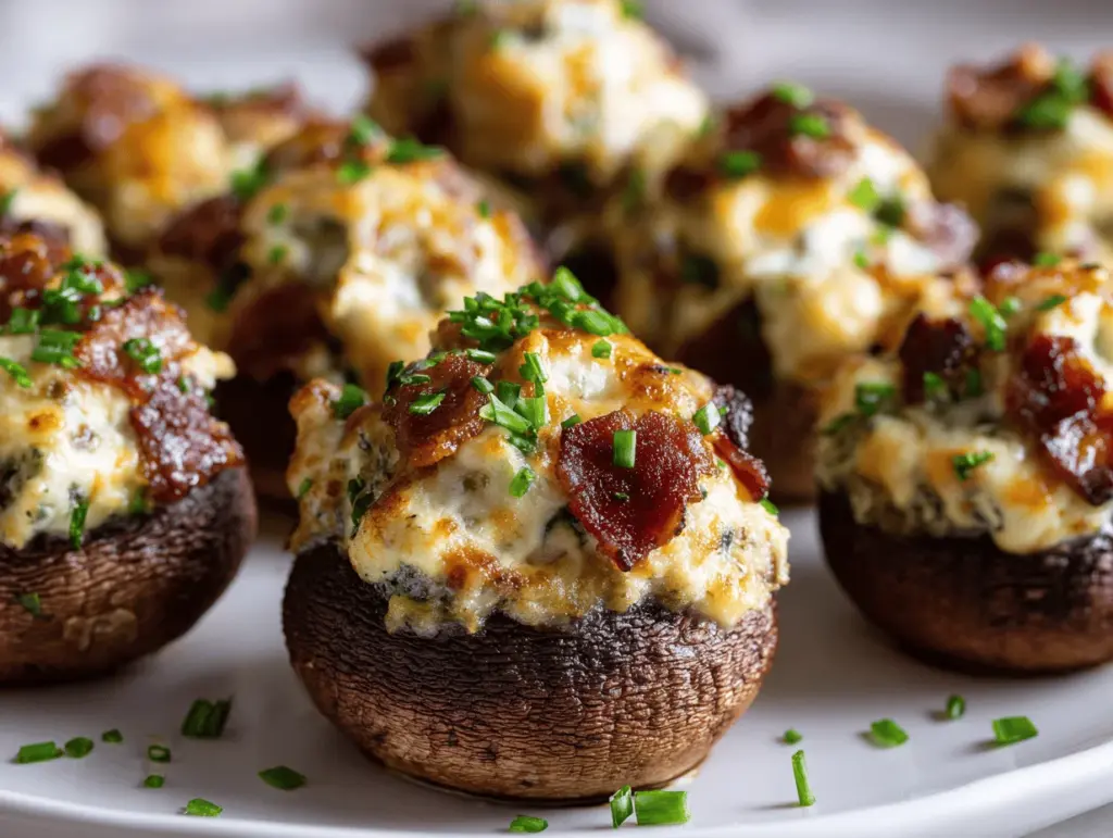 cheesy bacon-ranch stuffed mushrooms - featured image