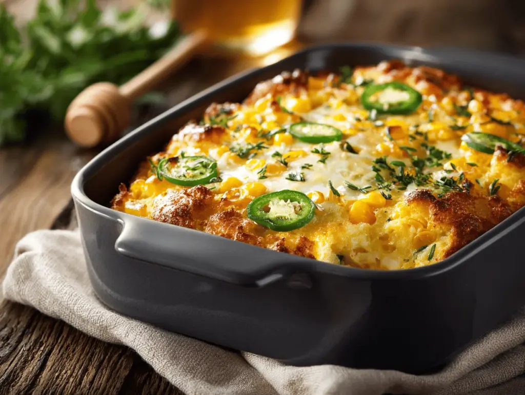 cheesy jalapeño honey corn casserole - featured image
