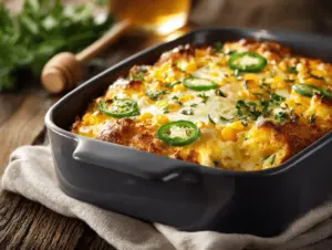 cheesy jalapeño honey corn casserole - featured image
