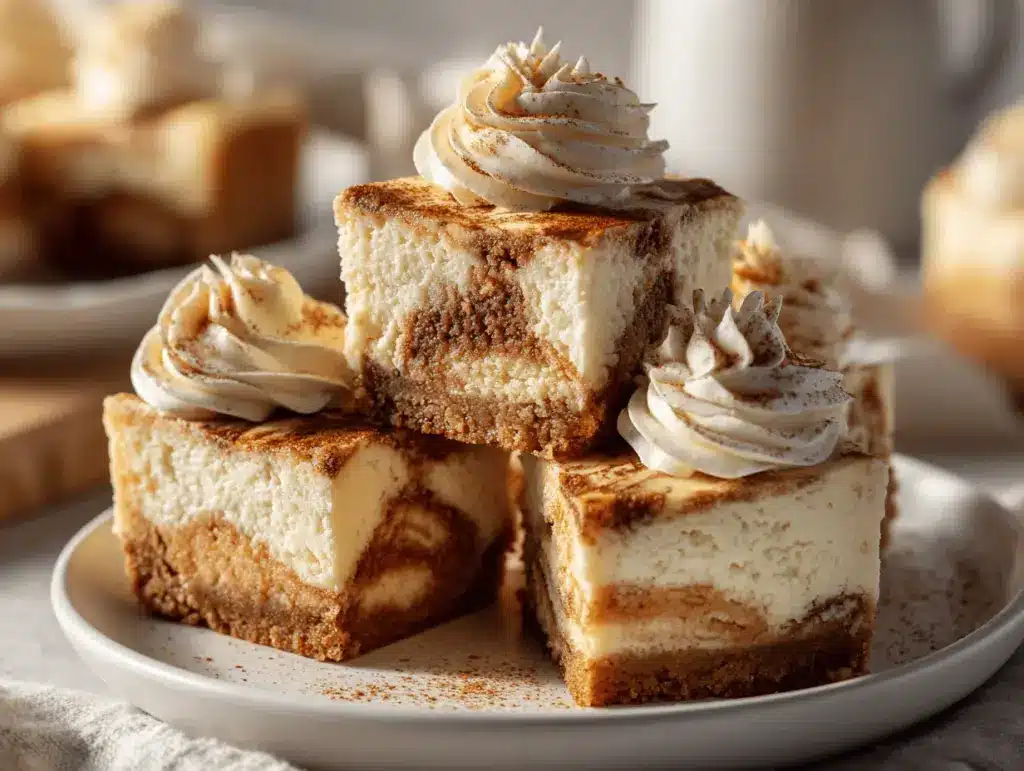 cinnamon roll cupcake cheesecake bars - featured image