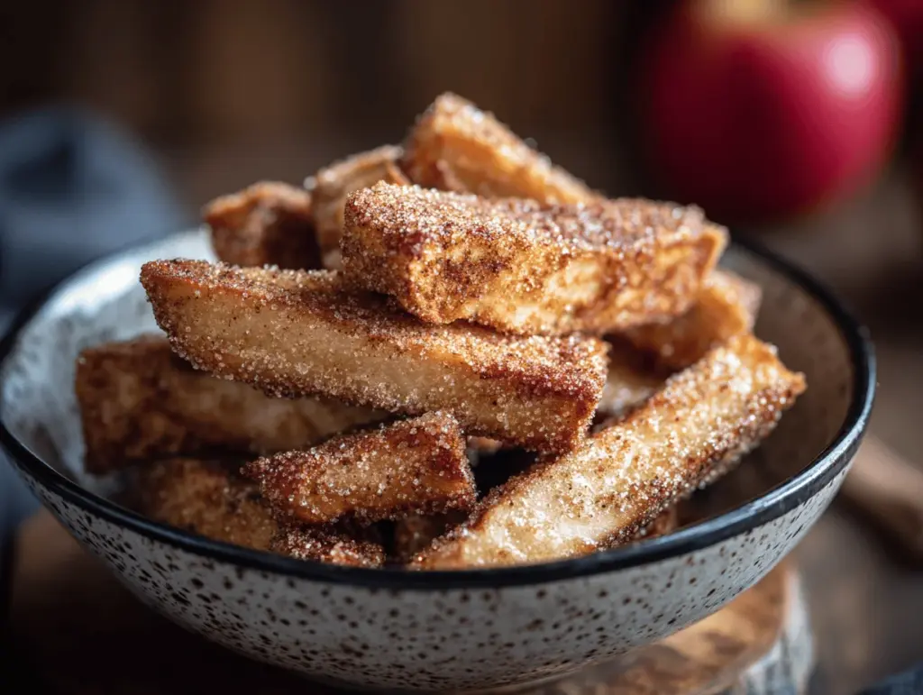 cinnamon sugar air fryer apple fries - featured image
