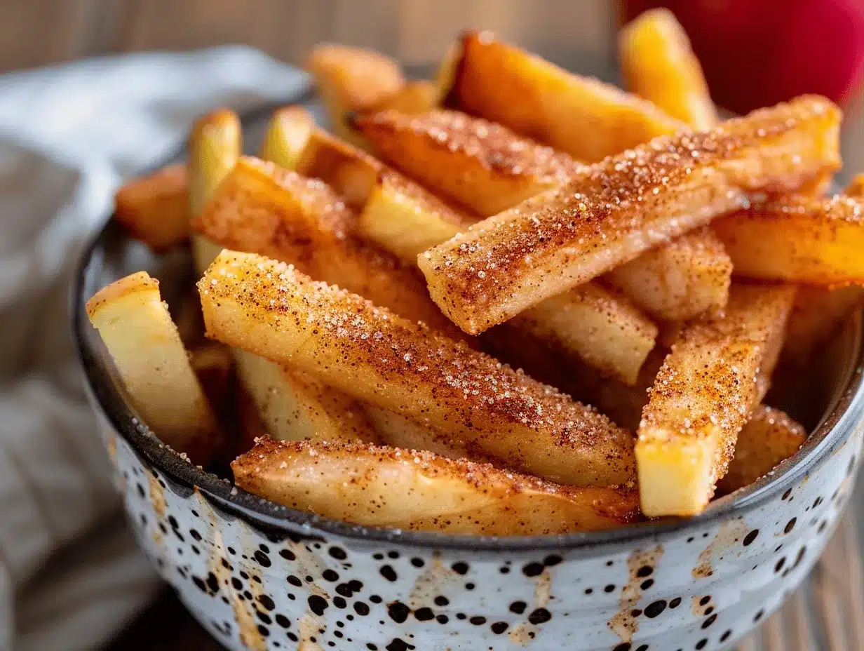 cinnamon sugar air fryer apple fries preparation steps