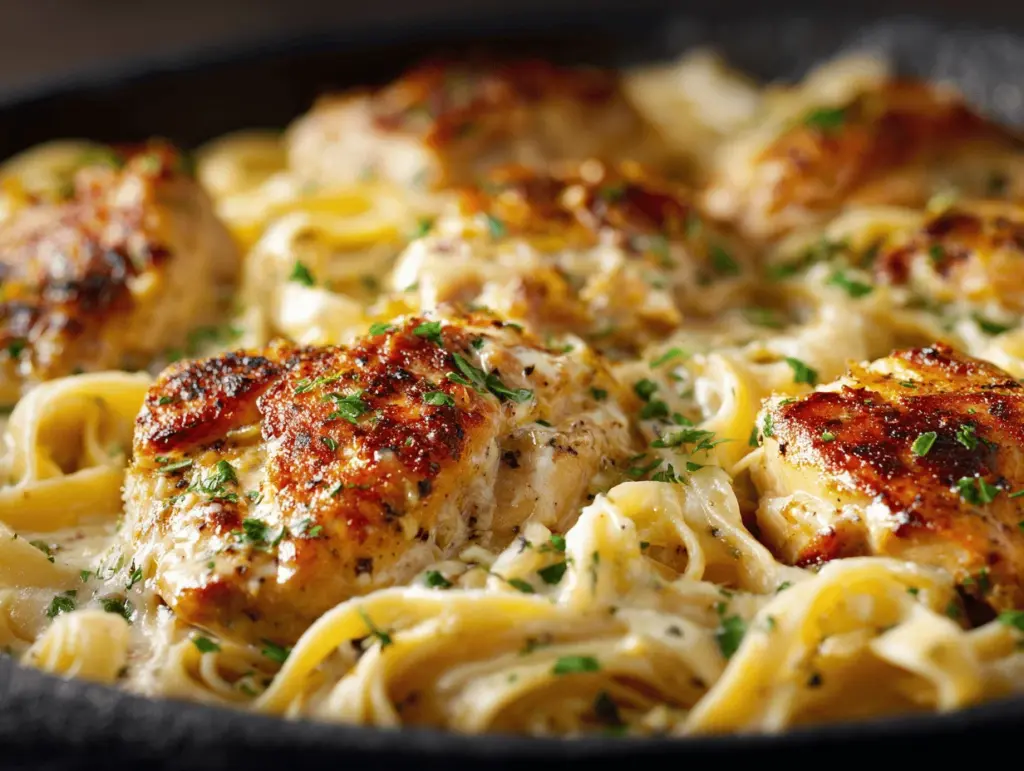 creamy garlic parmesan chicken pasta - featured image