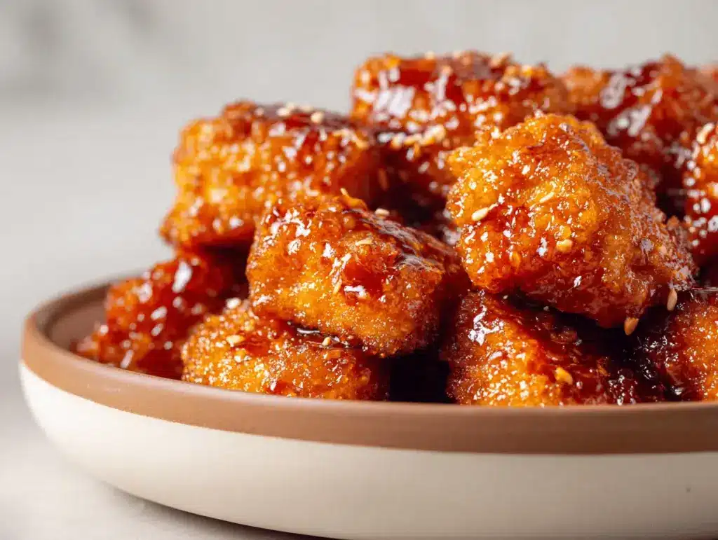 crispy baked orange chicken bites - featured image