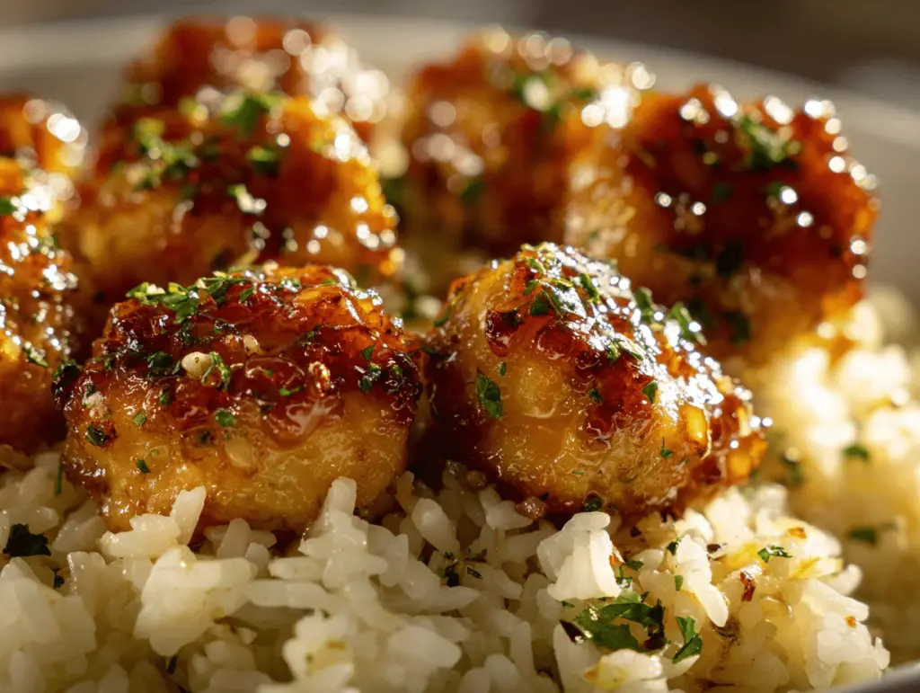 crispy honey garlic chicken bites - featured image