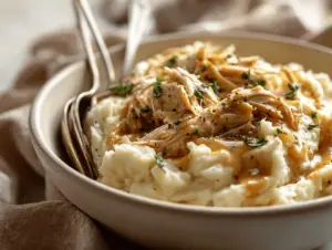 crockpot chicken and gravy bowls - featured image