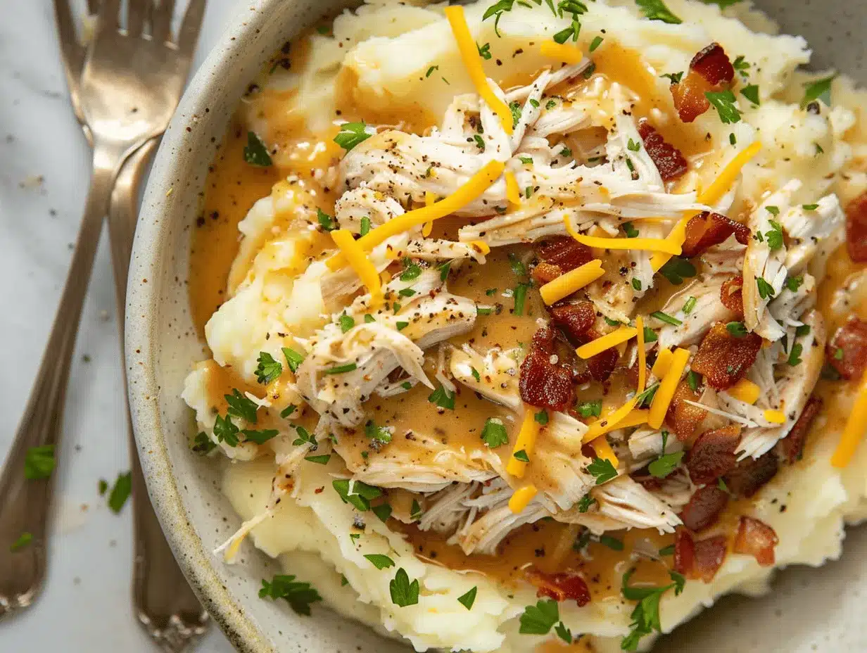 crockpot chicken and gravy bowls preparation steps