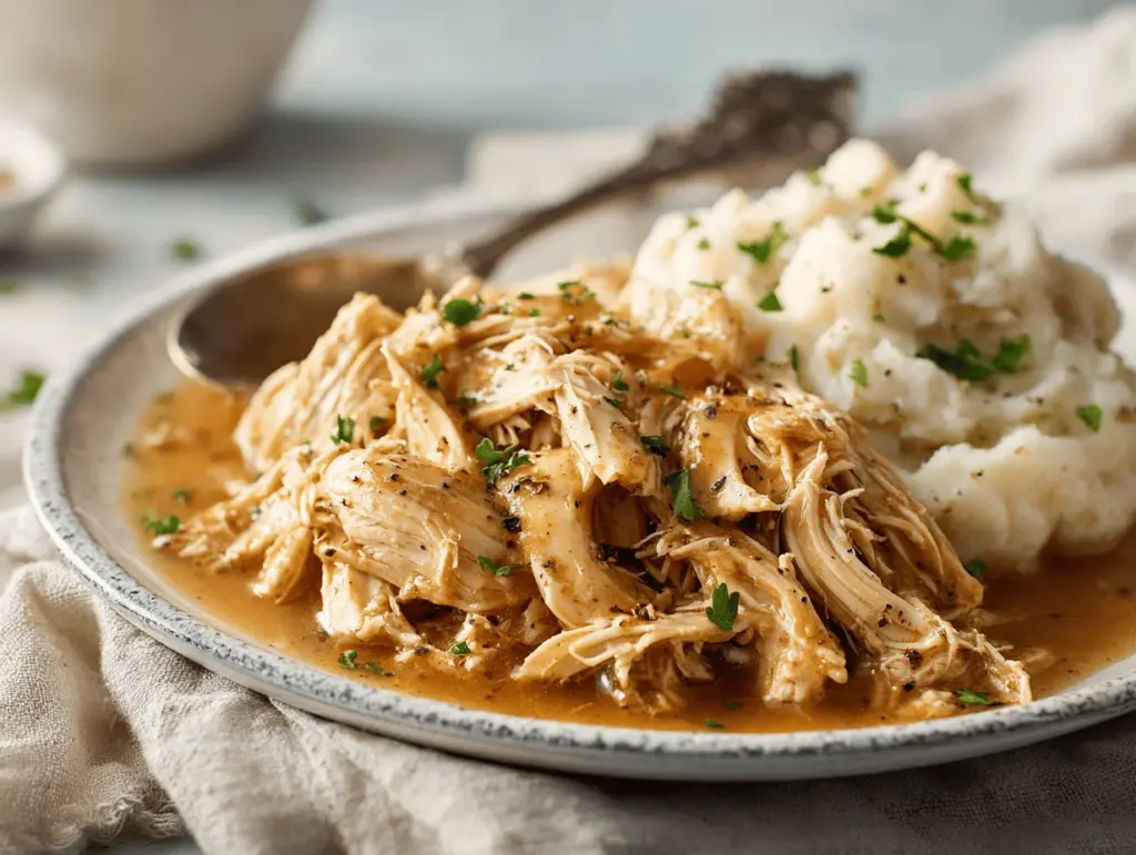 Crockpot Mississippi Shredded Chicken - featured image