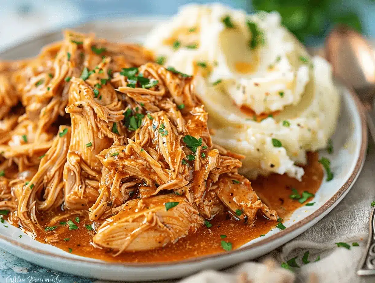 Crockpot Mississippi Shredded Chicken preparation steps