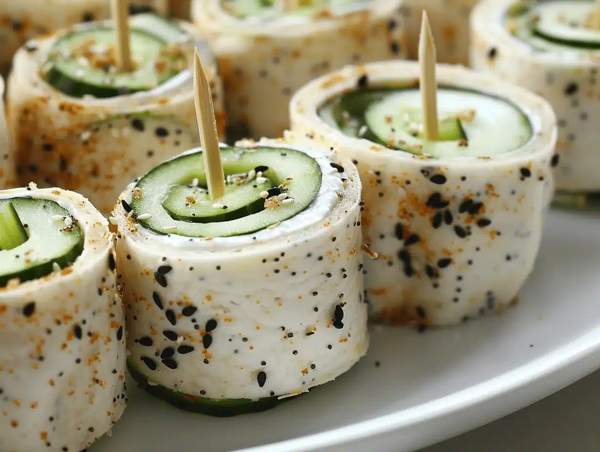 everything bagel cucumber pinwheels preparation steps
