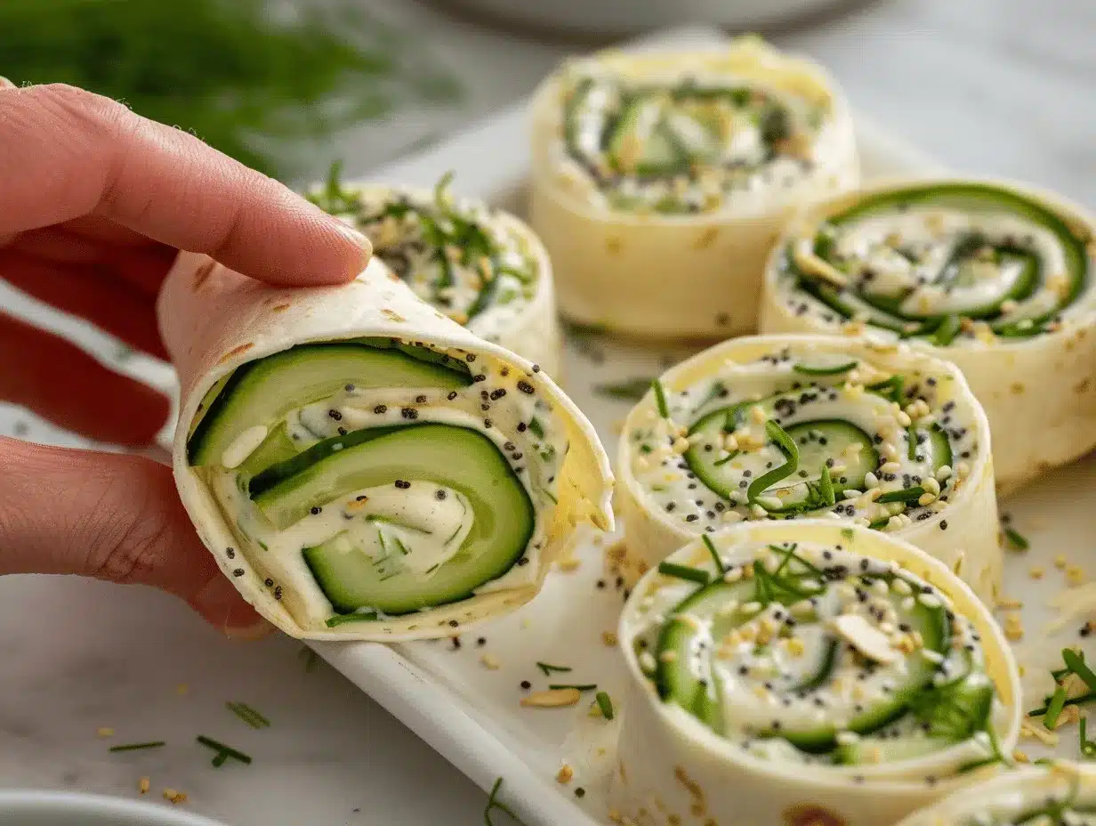 Everything Bagel Cucumber Ranch Pinwheels preparation steps