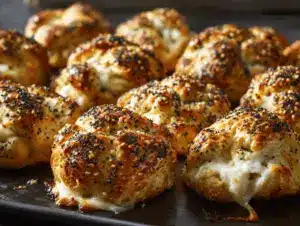 garlic butter everything bagel cheese pretzel bites - featured image