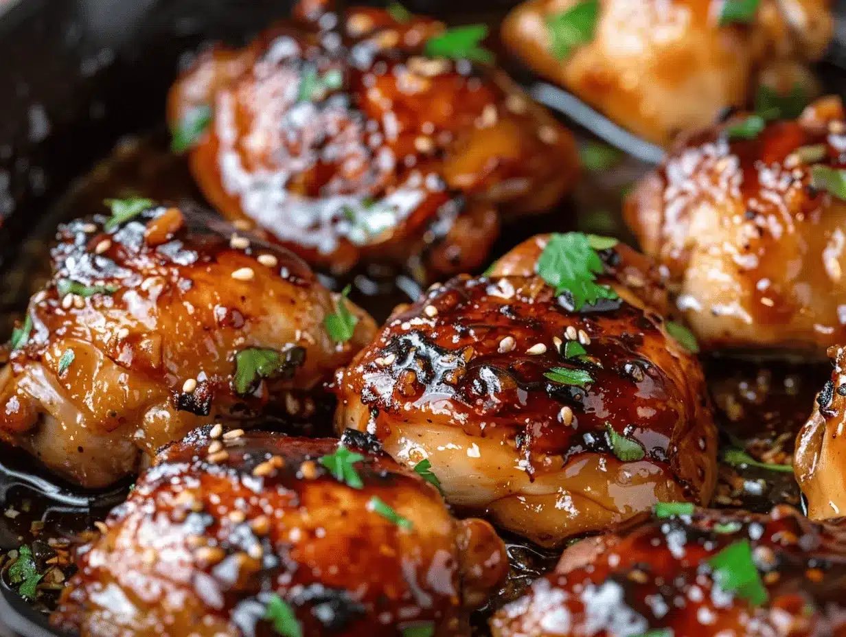 honey garlic bourbon glazed chicken thighs preparation steps