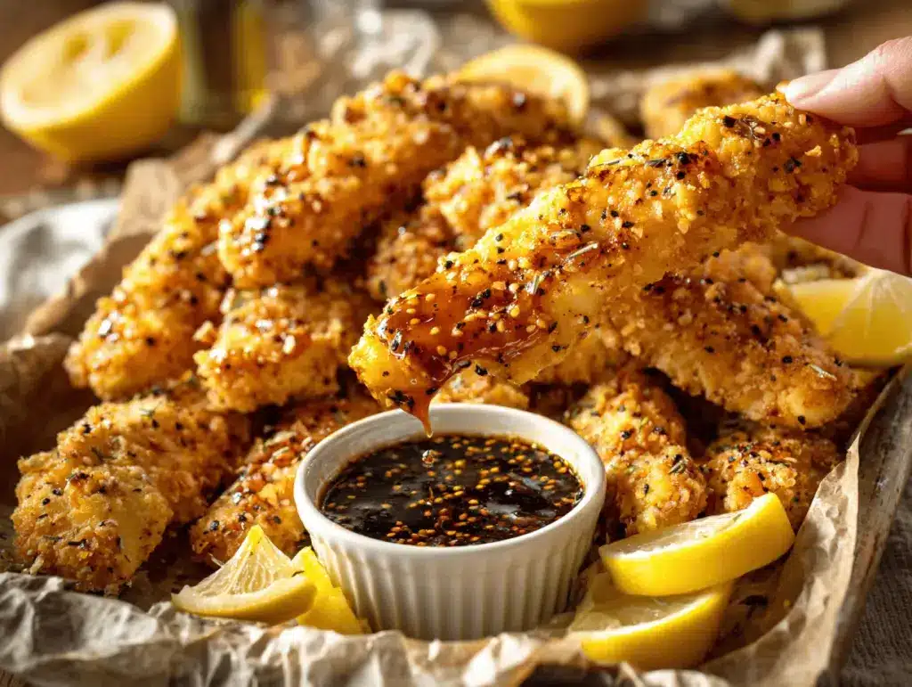 honey lemon pepper chicken tenders - featured image