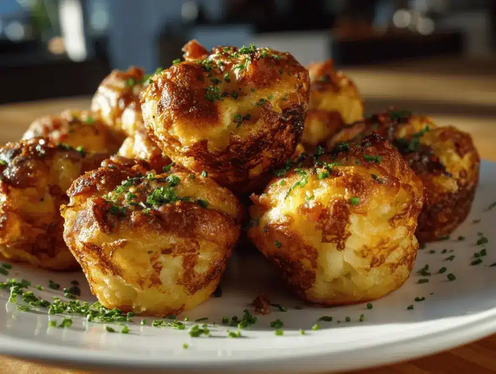 loaded bacon cheddar mashed potato puffs - featured image