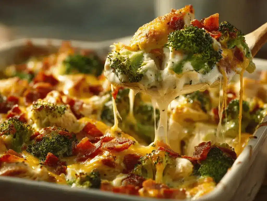 Loaded Cheddar Bacon Ranch Chicken Broccoli Casserole - featured image