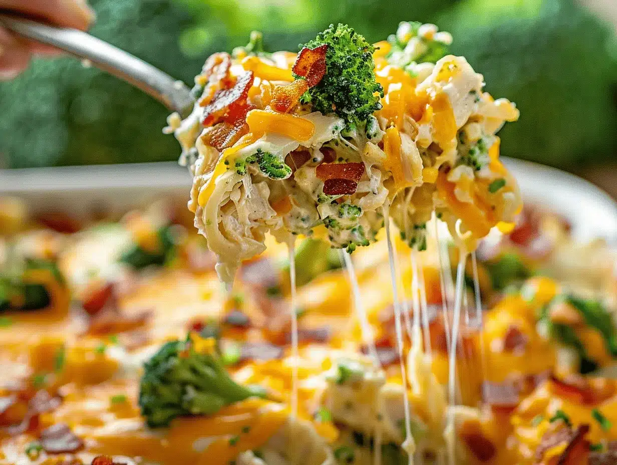 Loaded Cheddar Bacon Ranch Chicken Broccoli Casserole preparation steps