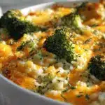 loaded chicken bacon ranch broccoli rice casserole - featured image