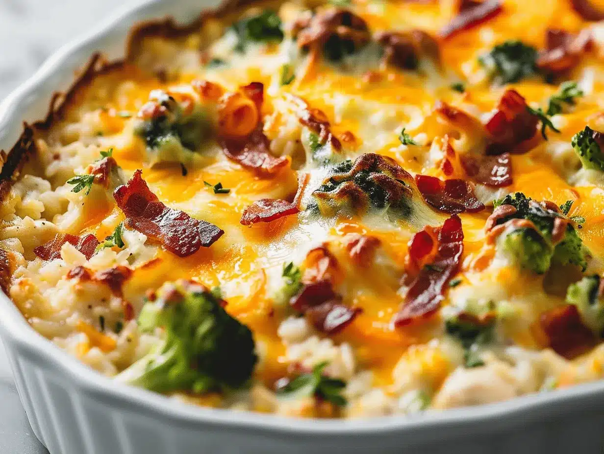 loaded chicken bacon ranch broccoli rice casserole preparation steps