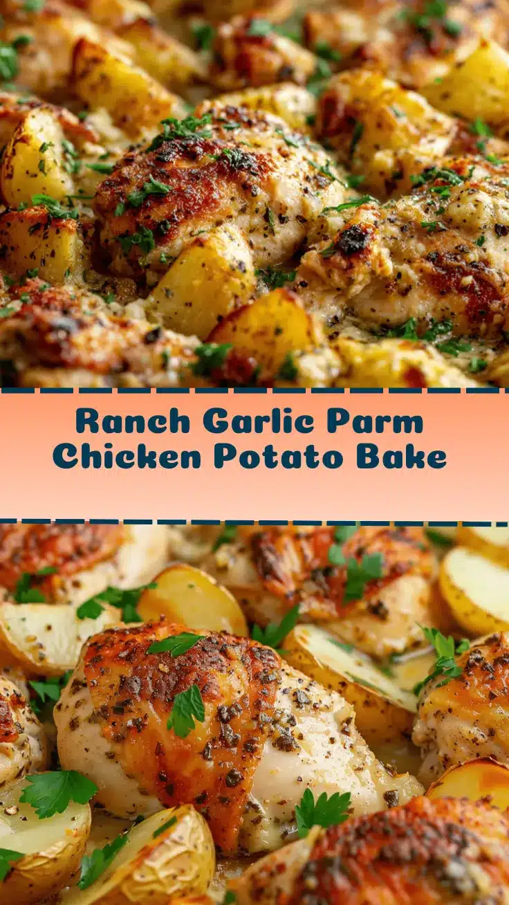 loaded ranch garlic parmesan chicken and potatoes bake recipe