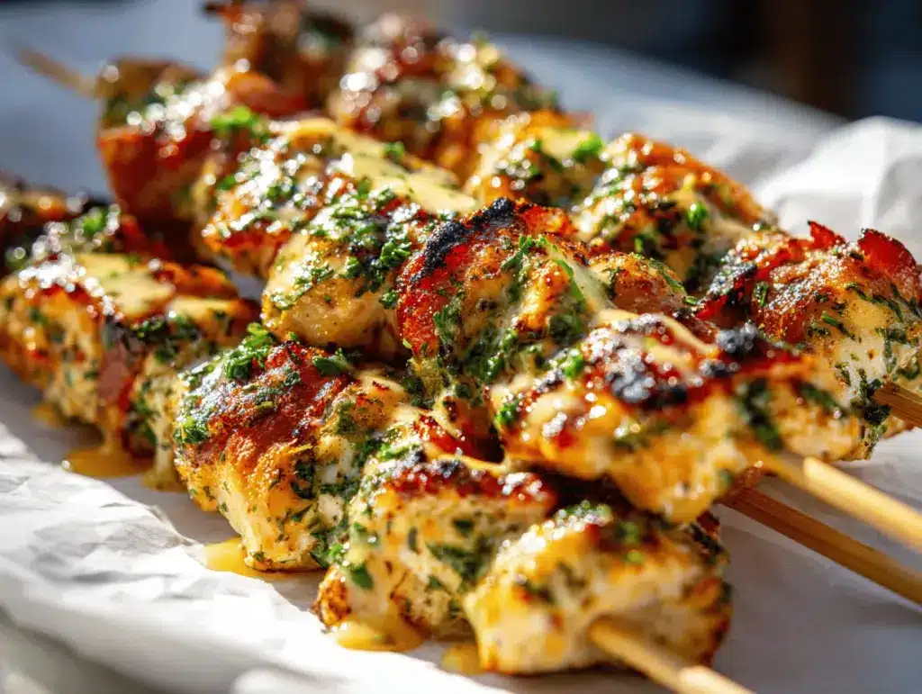 ranch garlic parmesan chicken skewers - featured image
