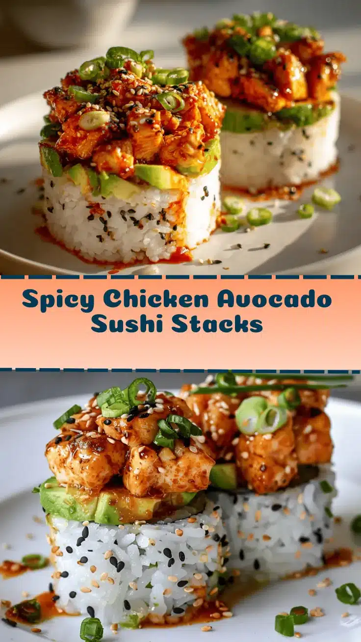 spicy chicken avocado sushi stacks recipe