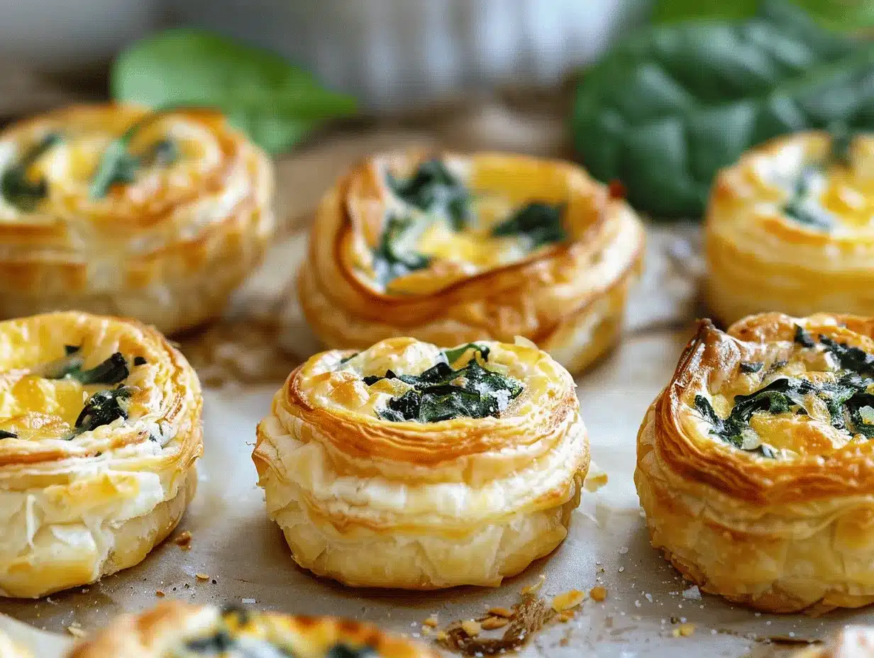 spinach artichoke puff pastry bites preparation steps