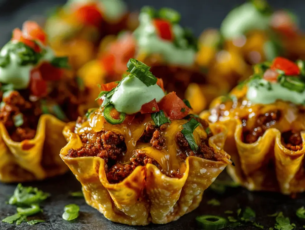 taco ranch wonton cups - featured image