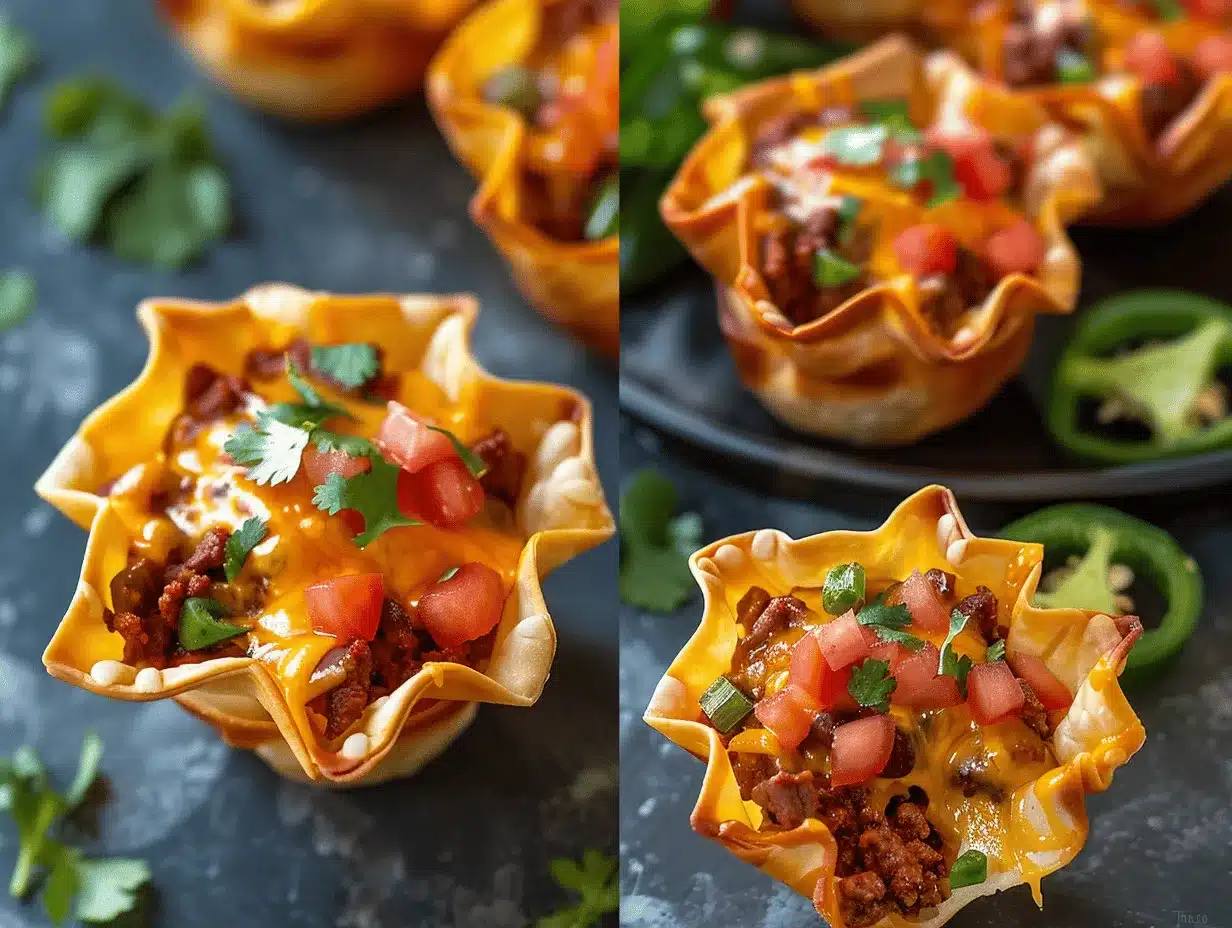 taco ranch wonton cups preparation steps
