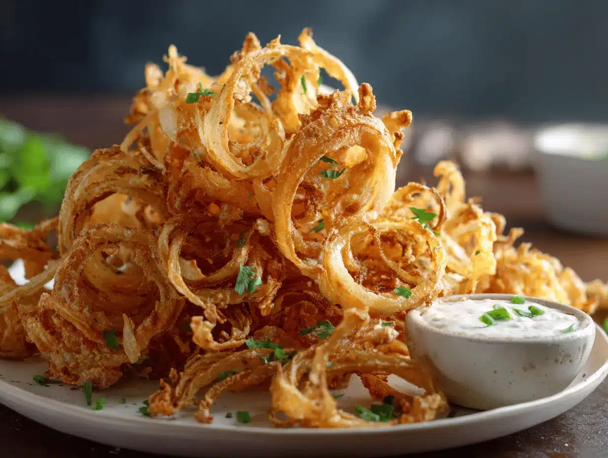 air fryer crispy onion strings preparation steps