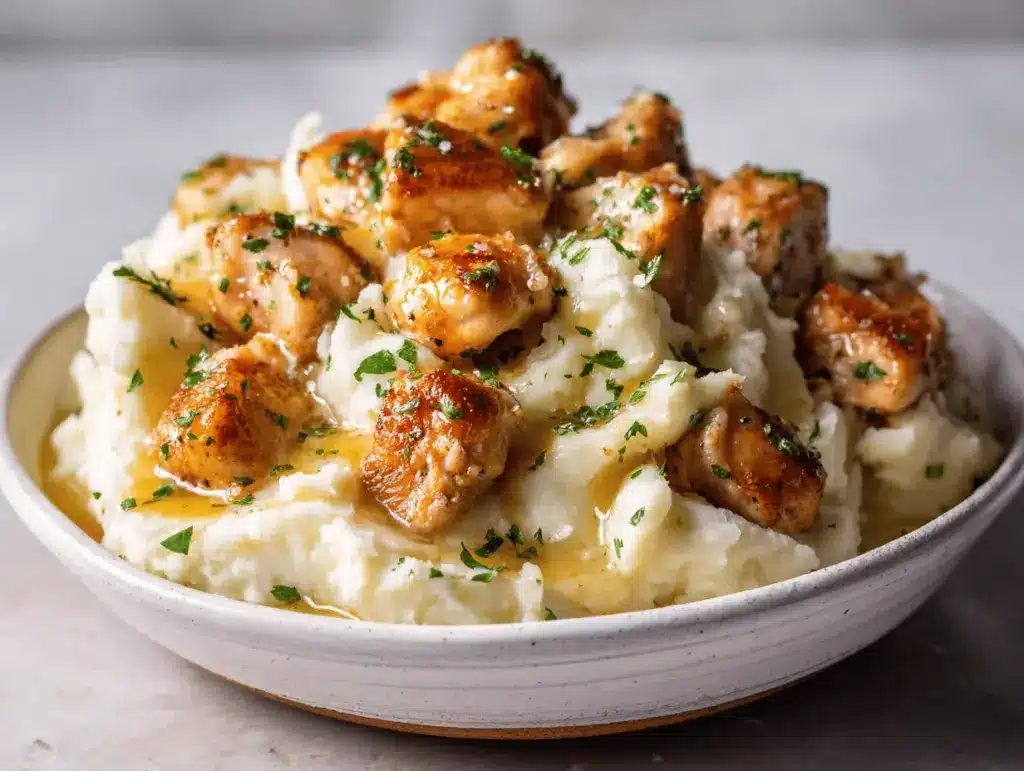 air fryer garlic butter chicken bites - featured image