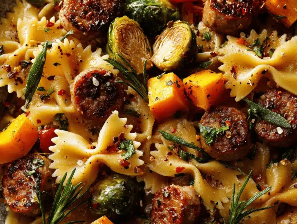 autumn sausage pasta squash - featured image
