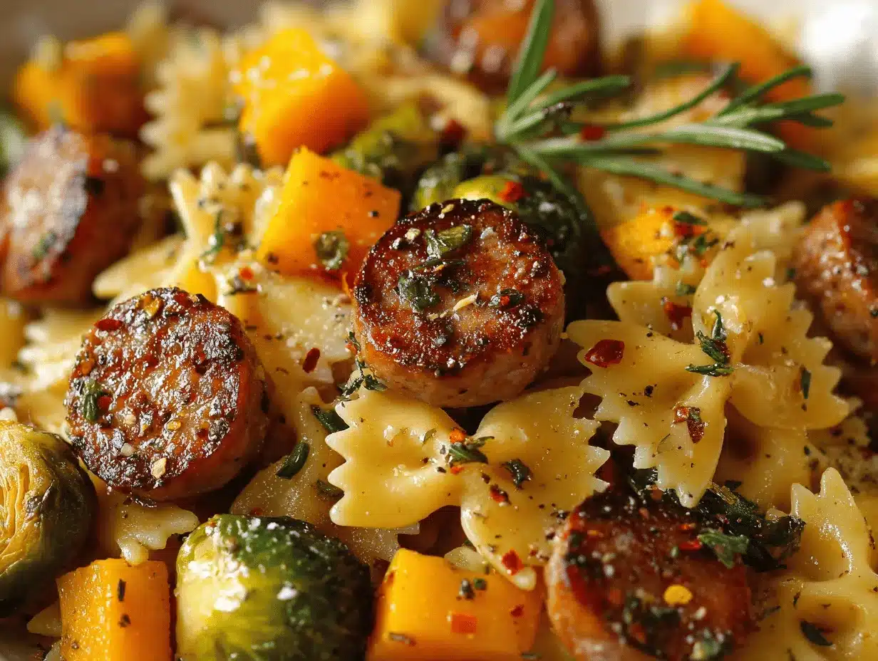 autumn sausage pasta squash preparation steps