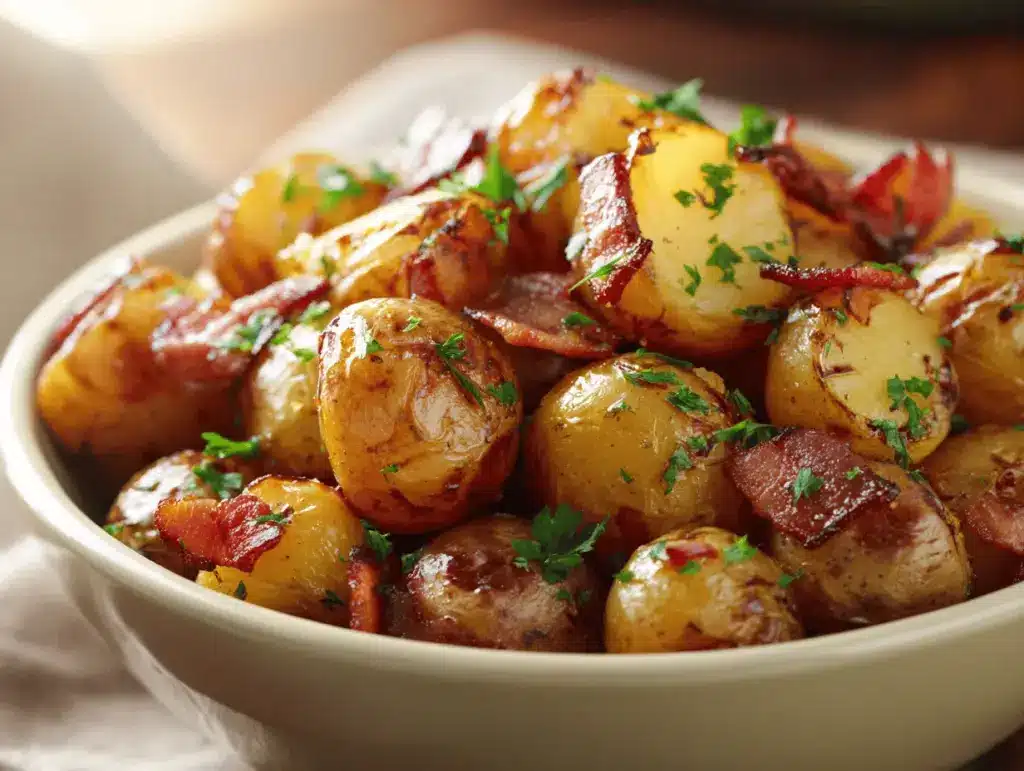 bacon honey roasted potatoes - featured image