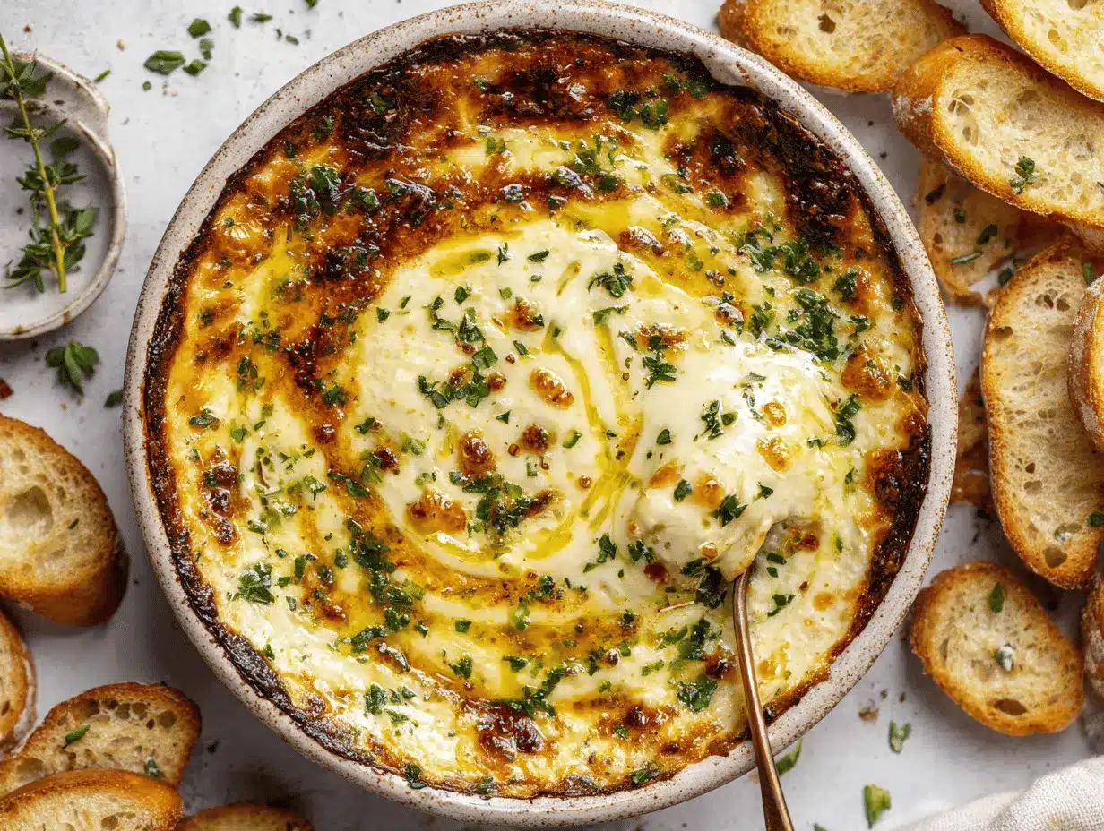 baked cheesy garlic dip preparation steps