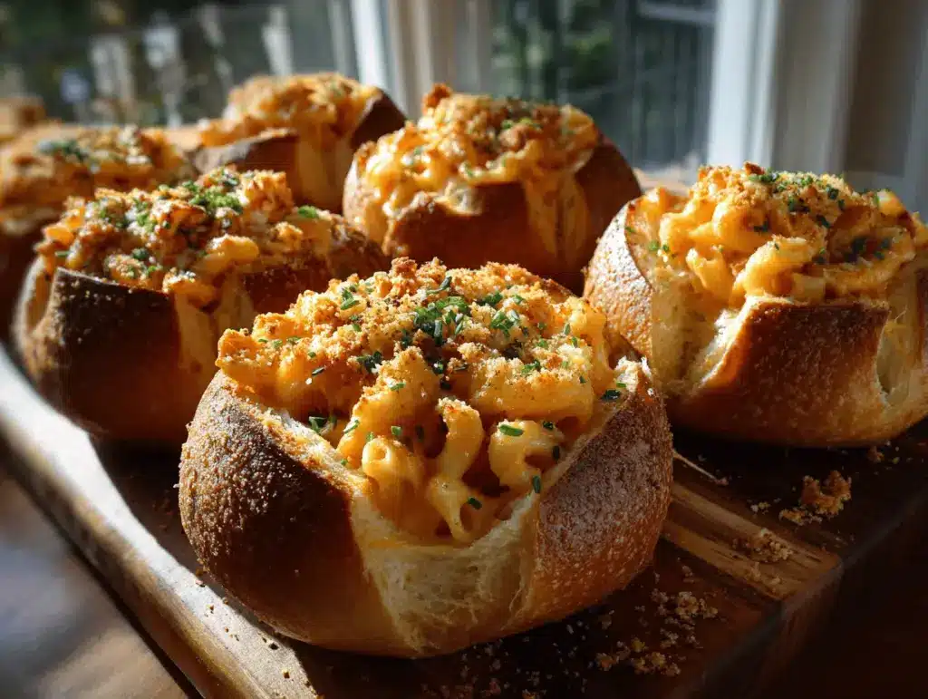 Buffalo Chicken Mac and Cheese Bread Bowls - featured image