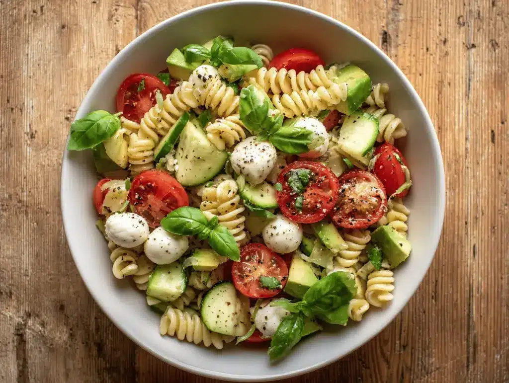 Caprese Avocado Pasta Salad - featured image