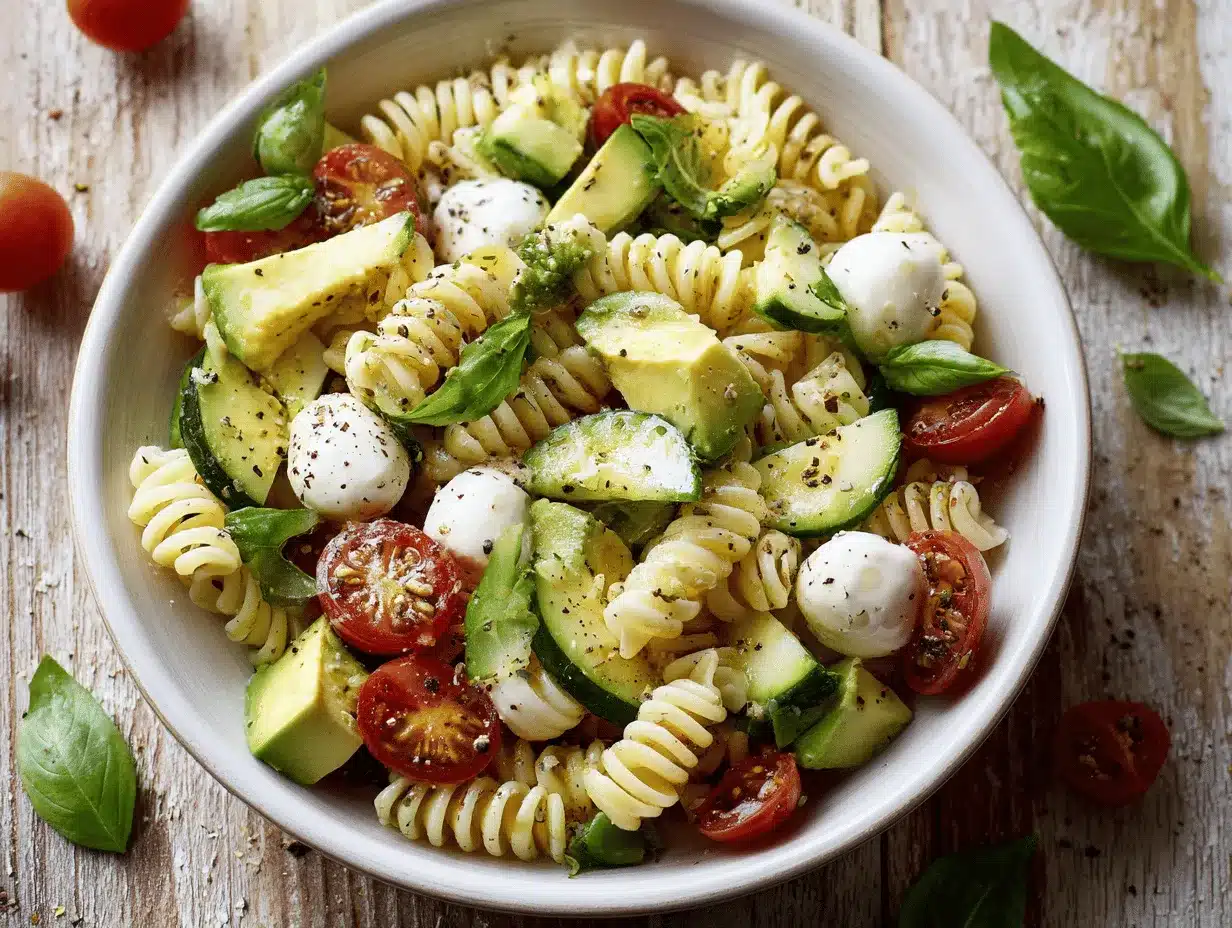 Caprese Avocado Pasta Salad preparation steps