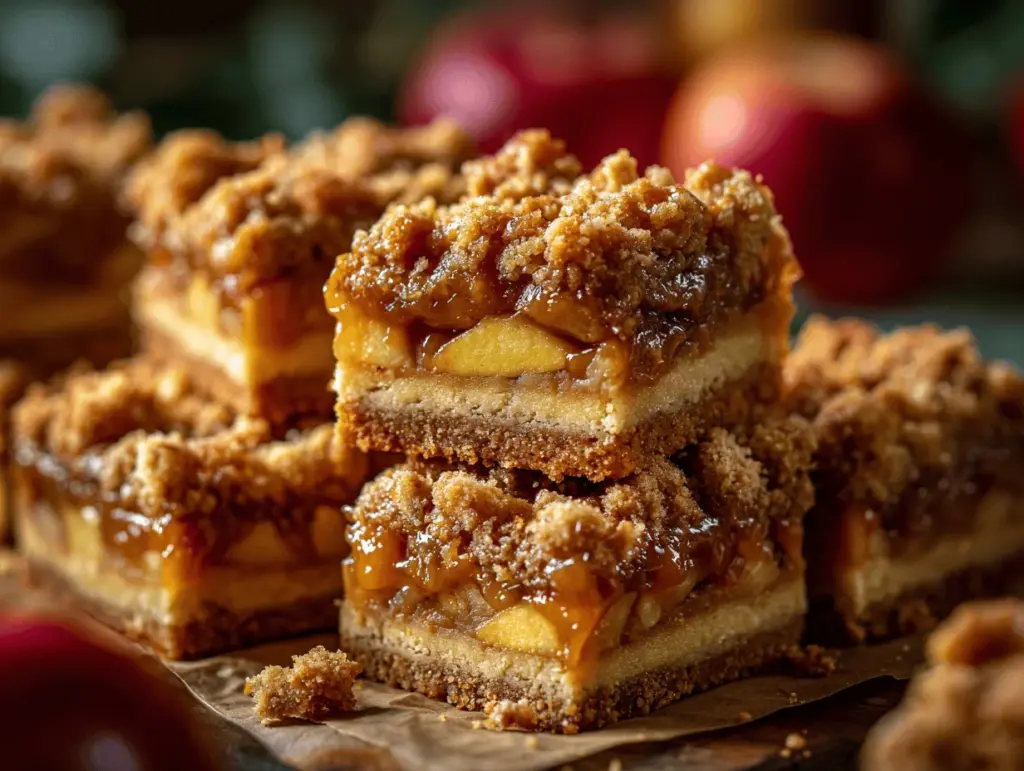 caramel apple pie crumble bars - featured image