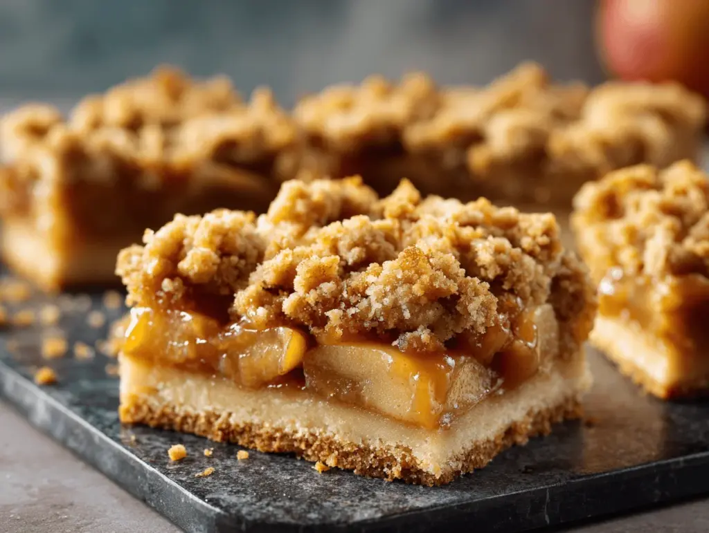 caramel apple pie shortbread bars - featured image