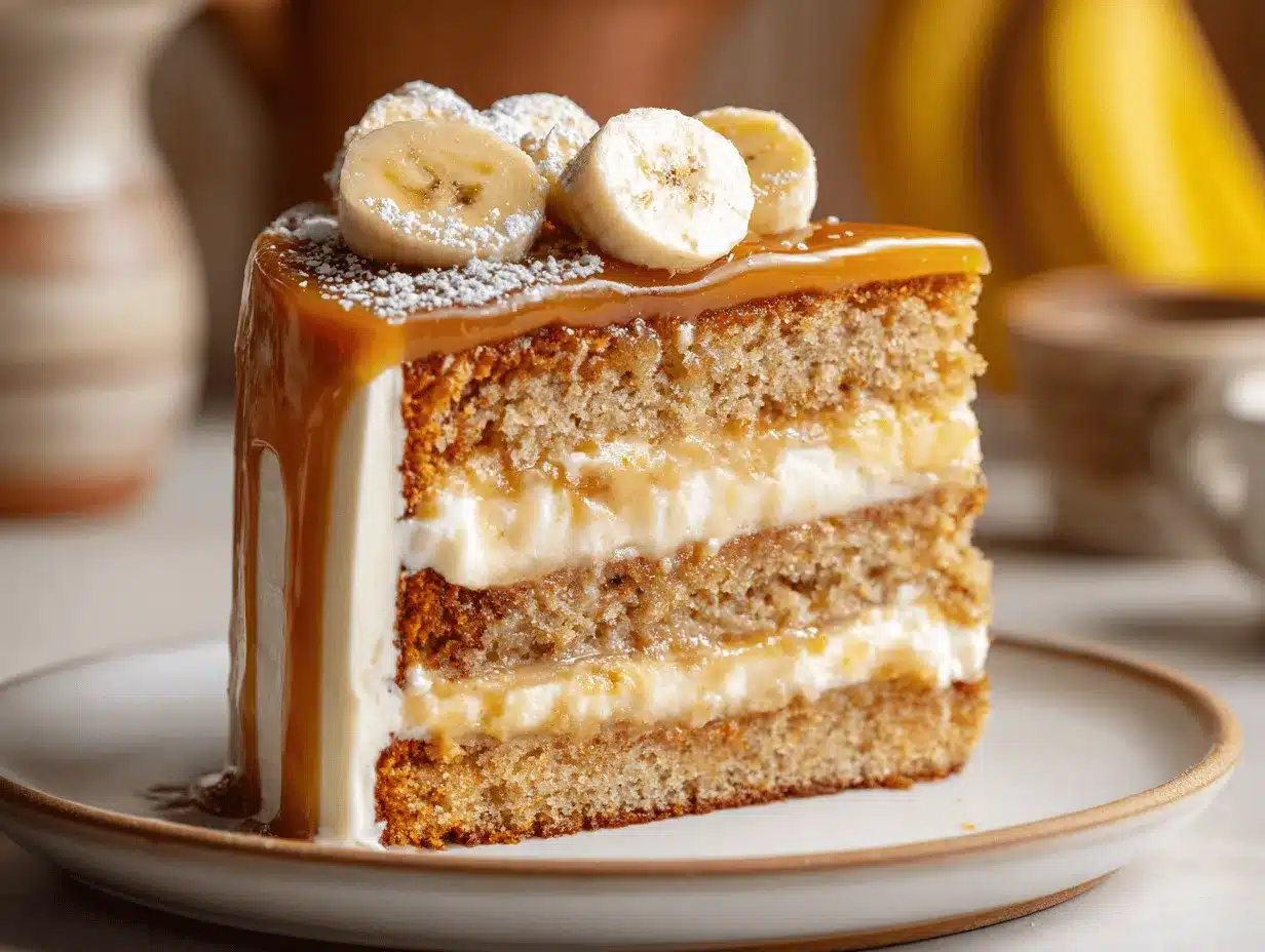 Caramel Banana Cream Layer Cake preparation steps