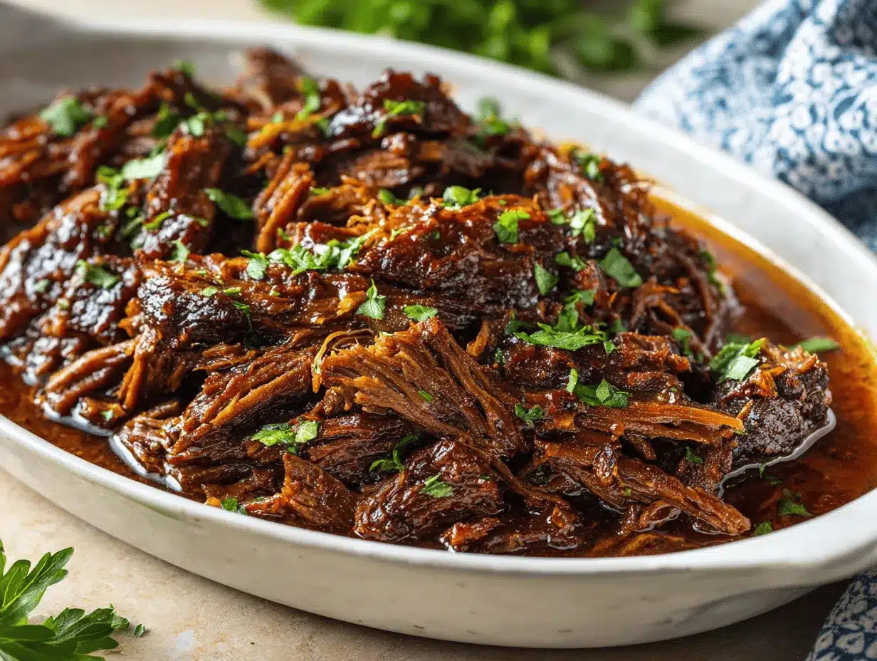 caramelized pulled beef brisket preparation steps