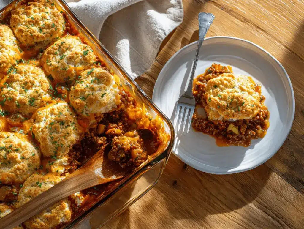 Cheddar Bay Biscuit Sloppy Joe Casserole - featured image
