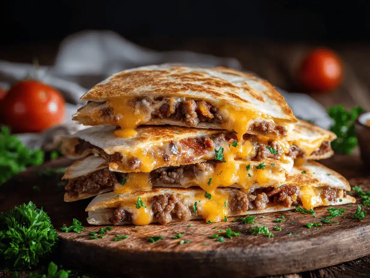 cheesy bacon smashburger quesadillas preparation steps