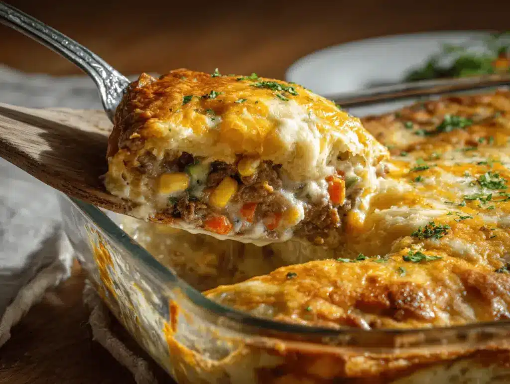 cheesy beef and vegetable casserole - featured image