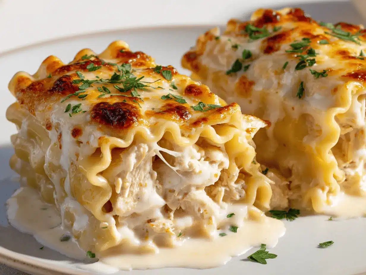 cheesy chicken Alfredo lasagna roll-ups preparation steps